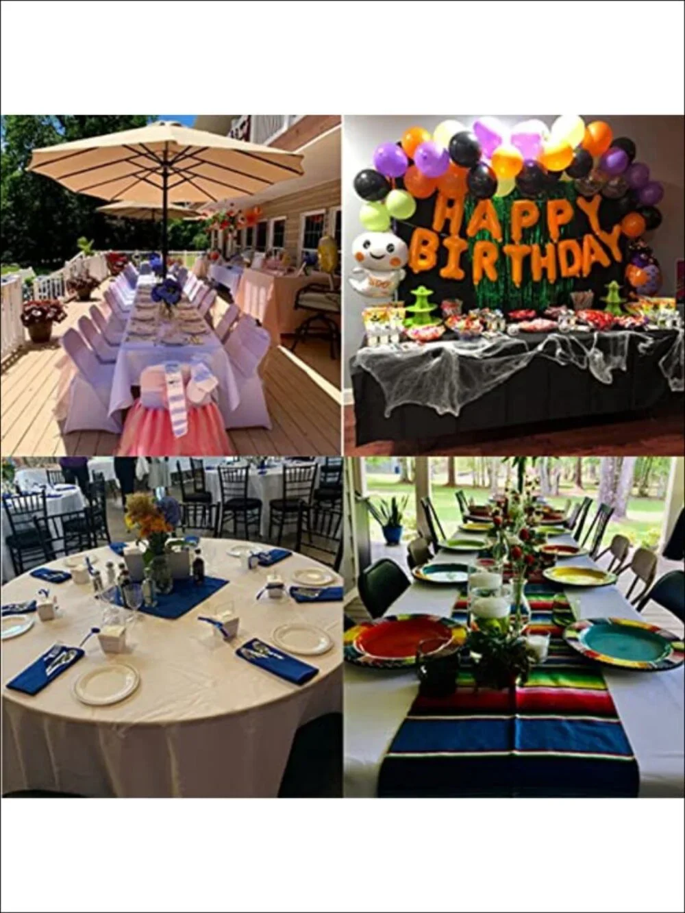 6 Pack Rectangle Tablecloth 60x102 Polyester Fabric Wrinkle Resistant for Party